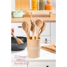 Porsima 3164 Standlı Bambu Silikon 11 Parça Servis Takımı Seti Kapicino