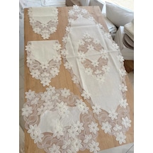 Salon Takımı Çeyizlik Runner Set 5 Parça Keten Masa Örtüsü Runneri Lüx Evita Diğer