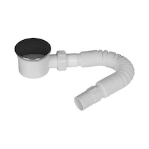 Flat Duş Tekne Sifonu 50 Mm Körüklü Beyaz - Krom