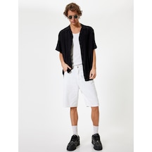 Koton Oversize Kot Şort Bermuda Cep Detaylı Pamuklu Beyaz 4sam40052ıd Beyaz