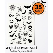 Cadılar Bayramı Halloween Özel 35 Adet Mini Geçici Dövme Seti Tgdrtgsxc0ıbyc8p0bm