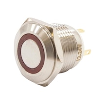 Motorobit 16H-P1-E 16Mm Düz Yaylı Işıklı Metal Buton - Kırmızı