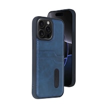 Gld-spt- Newface Apple Uyumlu iPhone 14 Pro Max Kılıf Sara Kartvizitli Deri Kılıf - Lacivert