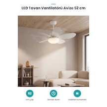 Zaman Ayarlı Led Avizeli Tavan Vantilatörü 52 Cm - Uzatma Duy Aparatlı