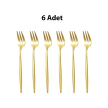 410 Çelik 6 Adet Gold Renk Tatlı Ve Meyve Çatalı Cin611sr-6