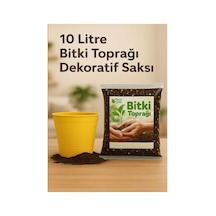 Saksı Değişim Seti - 10 Litre Böcek Sinek Yapmayan Organik Çiçek Toprağı + 9,5 Litre Dekoratif Saksı 10 L