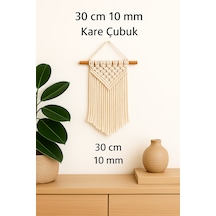 Makrome Çubuğu Ham Ahşap Kare 30 Cm. Uzunluk 10 Mm. Çap 3 Adet