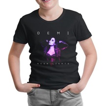 Demi Lovato - Neon Lights Siyah Çocuk Tshirt