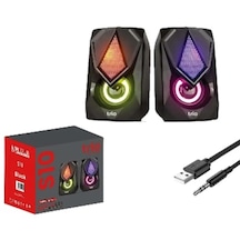 Trio Trs10 2.0 Multimedia Rgb Işıklı 3w 2 Siyah Usb Speaker Hoparlör