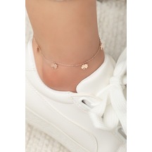 Papatya Silver Yonca Pullu Rose Altın Kaplam 925 Ayar Gümüş Halhal Uvps800004 Pembe