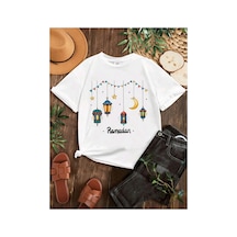 Stil X Ramazan Bayramı Baskılı Kız Çocuk Tshirt, %100 Pamuklu Kumaş Beyaz-2