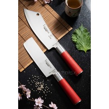 Lazbisa MFT-002 Red Craft Serisi Mutfak Şef Bıçak Seti Et Ekmek Sebze Bıçağı Günlük Kullanım Kırmızı