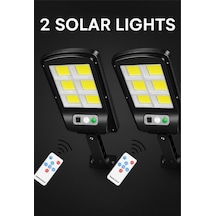 2 Adet Hareket Sensörlü Kumandalı 3 Modlu Güneş Enerjili Büyük Boy 128 Led Solar Bahçe Sokak Lambası Beyaz