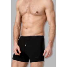 Elastan Düğmeli Erkek Boxer 146 3'lü Paket Siyah