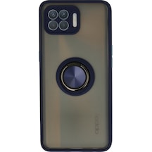 Newface Oppo Reno 4 Lite Kılıf Montreal Yüzüklü Silikon Kapak - Lacivert Lacivert