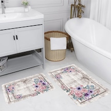 Rovigo Home Baskılı Kaymaz Taban 2 Li Banyo Paspas Takım Rvg5066-100X60-60X50 Çok Renkli