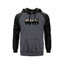 Linkin Park Minutes Cartoon Gri Renk Reglan Kol Sweatshirt Gri