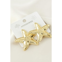 Deniz - 609 - Yıldızı Metal Küpe - Spt-gld - - Sarı