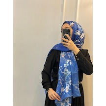 Van Gogh Çiçek Açan Badem Ağacı Art İpek Şal Mavi