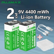 Globalbloom Pujımax 9v 4400mah Şarj Edilebilir Lityum Pil Type-c Kablolu 2 Adet