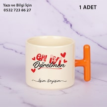 Kişiye Özel İsim Yazılır En İyi Öğretmen T Kupa Bardak Öğretmenler Günü Hediyesişık Görünümlü Hediye Turuncu