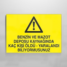 Benzin Ve Mazot Deposu Kaynağında Kaç Kişi Öldü Yaralandı Biliyormusunuz Uyarı Levhası 50x70cm