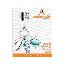 Sallantılı Kaplumbağa İstiridye Charm Gümüş Kaplama