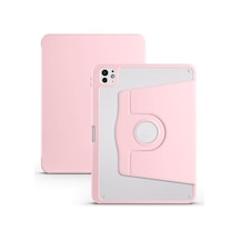 Apple İle Uyumlu İpad Pro 11 2024 Kılıf Termik Kalem Bölmeli Dönebilen Standlı Kılıf Pembe
