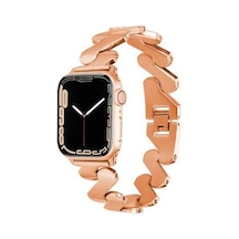 Apple Watch Uyumlu 38mm Kordon Krd-80 Metal Strap Kayış - Rose Gold