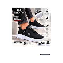 Branca Unisex Erkek Kadın Yarı Ortapedik Günlük Spor Sneaker Yürüyüş Outdoor Ayakkabı Siyah Beyaz