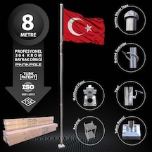 8 Metre Paslanmaz Krom Profesyonel Bayrak Direği