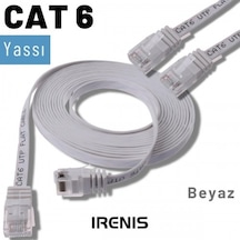 Irenis CAT6 Kablo Yassı Ethernet Network Lan Ağ İnternet Kablosu 2 M Beyaz