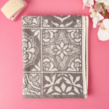 Soft Motifli İpliği Boyalı Yüz Havlusu - Gri - 50x100 Cm Renkli