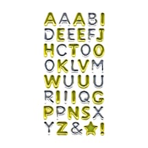 Sticker Kabartmalı Stiker Defter, Planlayıcı Etiket Metalik-754 - 17x9 Cm - Metalik Alfabe Altın Gümüş