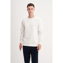 Cazador 53410 Erkek Bisiklet Yaka Sweatshirt Ekru