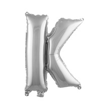 K Harfi 16 Inç Gümüş Renk Folyo Balon 36 Cm 6