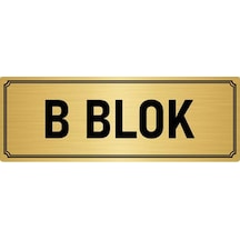 Metal Yönlendirme Levhası, Departman Kapı İsimliği B Blok 10x20 cm Altın Renk