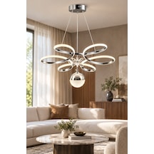 Papatya Büyük Modern Ledli Avize 3 Renk Power Ledli Krom Kaplama Yatak Odası Salon Mutfak