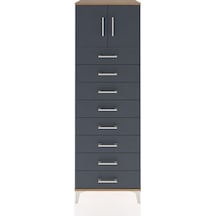 Hyperion Dolap Tek Raflı 8 Çekmeceli 2 Kapaklı 60x44x182 Çam-... Çam