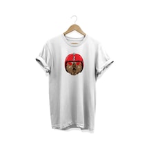 Kask Baskılı T-shirt %100 Pamuk Dijital Baskılı Tişört Beyaz