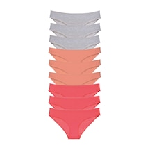 Royaleks 9 adet Süper Eko Set Likralı Kadın Slip Külot Gri Pudra Fuşya RYL-EKO9025 Gri