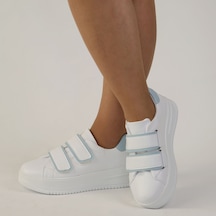 Kadın Kalın Tabanlı Cırtlı Günlük Spor Ayakkabı Sneakers Beyaz