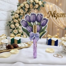 Cam Fısfıs Kolonya Şişesi Karton Çiçek Buketi Mor Süslem 15 Adet
