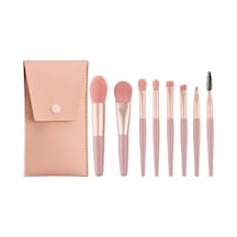 8'li Profesyonel Makyaj Fırça Seti, Rose Gold, Seyahat Çantalı, Göz Ve Yüz Makyajı İçin