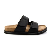 Bambi Siyah Leather Erkek Terlik E04801200101 Siyah