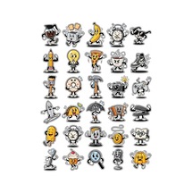 30 Adet Retro Pop Art Çizgi Film Obje Sticker Seti - Laptop Defter Telefon Çok Renkli
