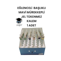 Eğlenceli Başlıklı İnce Uçlu Jel Tükenmez Kalem Mavi Mürekkep 19