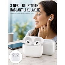 3.nesil İos Android Uyumlu Bluetooth 5.0 Beyaz Çağrı Cevaplama Yeni Nesil