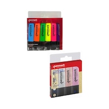 6lı Neon Fosforlu Kalem + 4lü Simli Çok Renkli5
