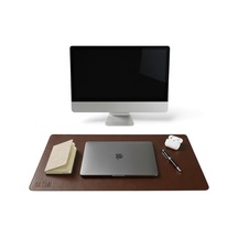 40x90 El Yapımı Deri Masa Pad - Premium Kaymaz Deri Mousepad Ve Klavye Altlığı - Sümen Masa Matı Acı Kahve Beyaz - Çok Renkli
